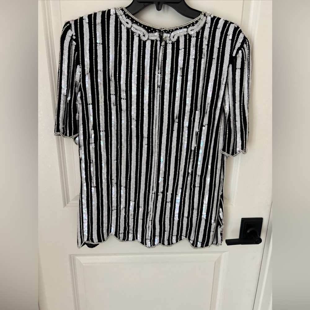 Stenay Vintage Sequin Top Sz XL 100% Silk Beaded Evening Luxury Glamour - Picture 6 of 12